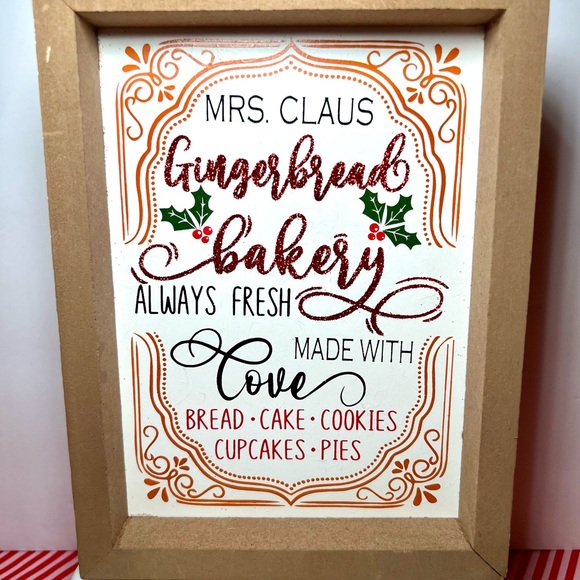 Mrs. Claus Gingerbread Bakery Holiday Sign Made with Love Christmas Cake Bread - Picture 5 of 9